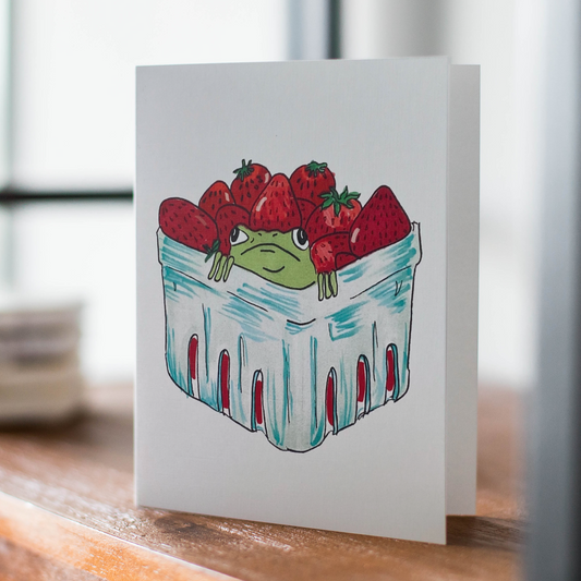 Strawberry Frog Greeting Card